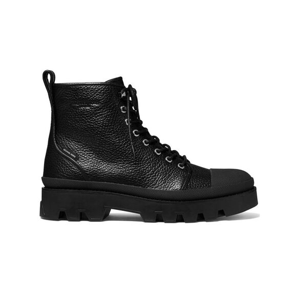 MICHAEL KORS Mens Black Colin Cap Toe Leather Combat Boots 11.5 M - Picture 2 of 3